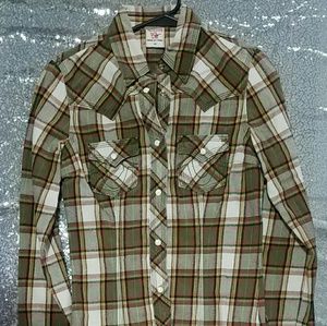 PLAID BUTTON DOWN TRUE RELIGION SHIRT